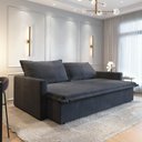 Ver imagem 1 de Sofá Cama Coimbra 4 Lugares Reclinável 200cm Grafite Suede