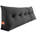 Ver imagem 1 de Almofada Para Cabeceira Encosto Apoio Lombar Spot 195cm com Porta Celular Suede - Desk Design - Cinz