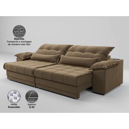 Sofá Retrátil e Reclinável com Molas Ensacadas e Carregador Usb Colosso 2,10m Veludocristal - 4