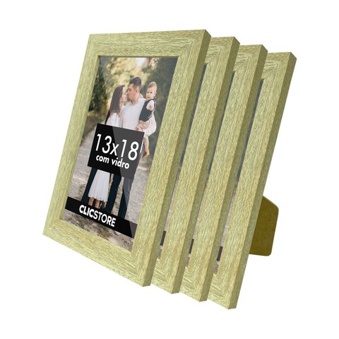 Kit 4 Porta Retrato 13x18 Decorativo Gravata com Vidro Fotografico Sala Poster Cor:carvalho