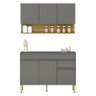 Cozinha Modulada Line Composição 2 Gris Freijó - Kits Paraná - 1