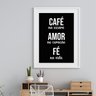 Quadro Fé Café e Deus Cuidando da Gente - 60x48cm:madeira Preta - 2