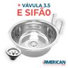 Cuba Inox Redonda  American Alto Brilho Sobrepor 30cm + Válvula - 6