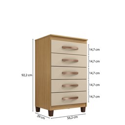 Kit Guarda Roupa Casal Dallas 3 Portas 2 Gavetas com Espelho e Cômoda Aspen 5 Gavetas I01 - Clique C - 4