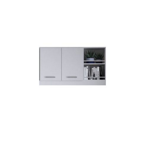 Armário Aéreo Multiuso 2 Portas com Nichos  – Organizador de Cozinha/Lavanderia Moderno Branco