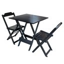 Ver imagem 2 de Kit 6 Conjuntos de Mesa Dobrável com 2 Cadeiras de Madeira 70x70 para Bar e Restaurante - Preto