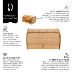 Porta Pão em Bambu Ecohouse 38,3x19,5cm Mimo Style - 3