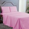 Conjunto Lençol Cama Casal 4 Peças 400 Fios com Elástico e Fronhas Toque Macio:rosa - 1