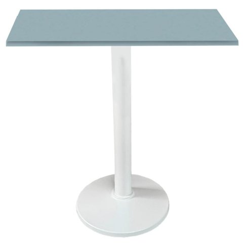Mesa Zeta Ferro Branco 75 Cm (alt) Disco Redondo Tampo Mdp Quadrado 80 Cm (larg) X 2,5 Cm (alt)