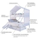 Ver imagem 4 de Treliche Casal/ Solteiro Casinha com Cortina e Kit Escada/Escorregador Madeira Maciça Branco