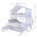 Ver imagem 3 de Treliche Casal/ Solteiro Casinha com Cortina e Kit Escada/Escorregador Madeira Maciça Branco