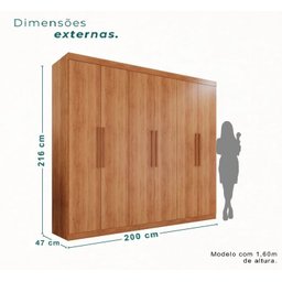 Guarda Roupa 2 Metros de Largura 6 Portas 3 Gavetas Ubatuba Valverde - 3
