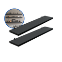 Ver imagem 2 de Kit 2 Prateleira Preta 50X10 + Suporte Flutuante Mdf Organizadora Decoração Cozinha Banheiro Sala