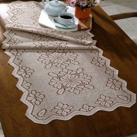 Trilho de Mesa Interlar Renda Classica Arabesco 50cm X 150m Desert