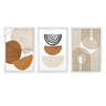 Kit 3 Quadros Para Decoração Formas Minimalista Moderno Sala Moldura Branca - 1