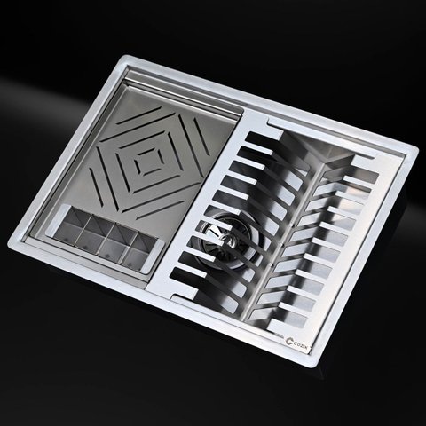 Calha Úmida 44x30 Inox 304 Escovado Canal Organizador 3 Módulos Removíveis com Válvula Cozix