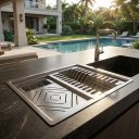 Ver imagem 2 de Cuba com Calha Úmida Aço Inox 304 Canal Organizador de Sobrepor Cozinha Profissional 44X30 Cozix
