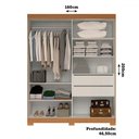 Ver imagem 4 de Guarda-roupa Casal Helena 2 Portas 2 Gavetas com Espelho 100% Mdf Flex Cinamomo/off White - Acp Móve