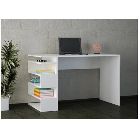 Escrivaninha reta sem gavetas, com nicho lateral