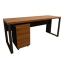 Ver imagem 4 de Escrivaninha 170 Cm com Gaveteiro 3 Gavetas F5 Cor:nogal com Preto