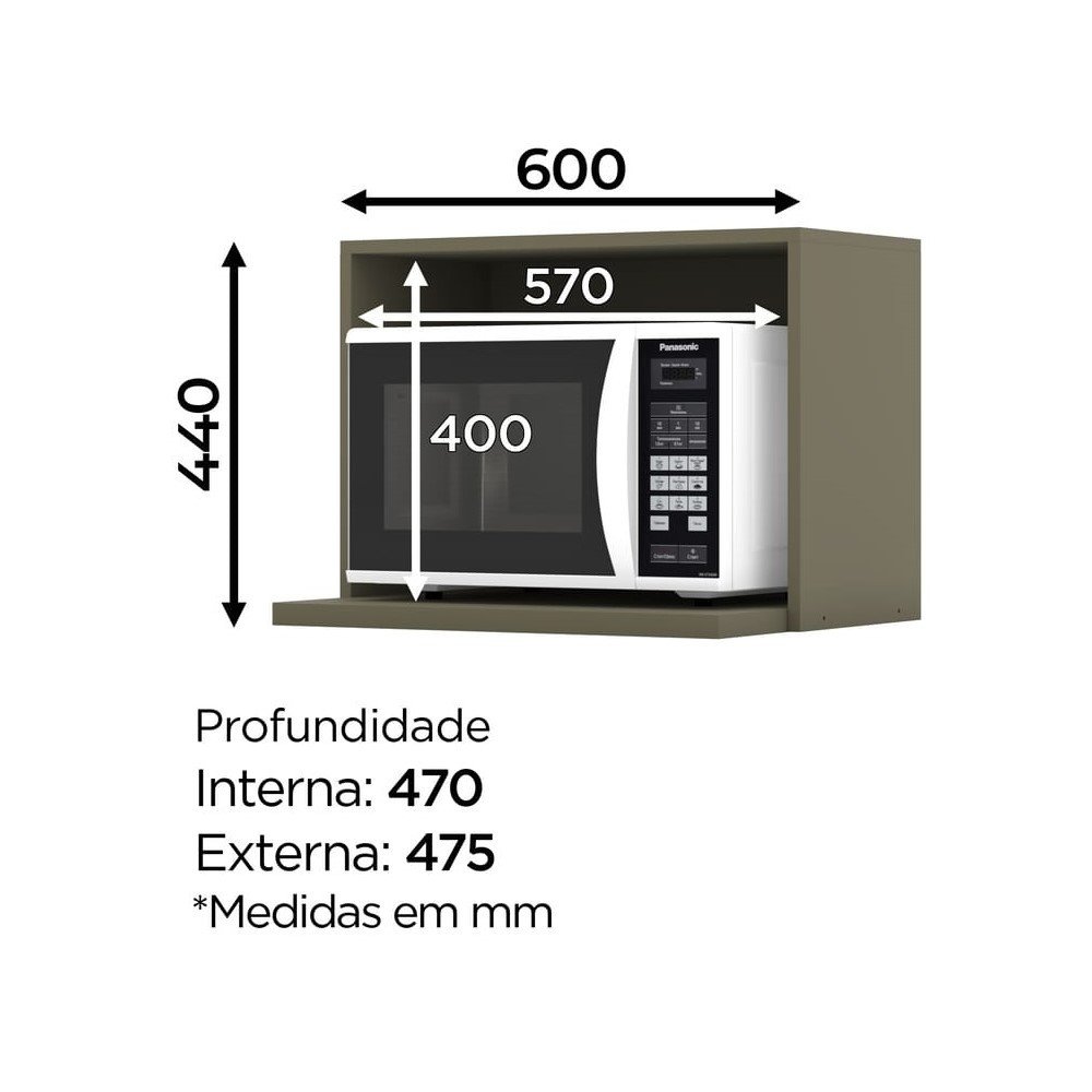 Armário Aéreo para Micro-Ondas 60cm Integra  - 2