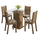 Ver imagem 2 de Conjunto Sala de Jantar Madesa Magda Mesa Tampo de Vidro com 4 Cadeiras - Rustic/hibiscos
