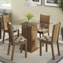 Ver imagem 1 de Conjunto Sala de Jantar Madesa Magda Mesa Tampo de Vidro com 4 Cadeiras - Rustic/hibiscos