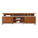 Ver imagem 3 de Rack Bancada para Tv até 70 Polegadas Olimpic Ripado com Nichos e Rodizios 180x60cm Cedro-bali - Dj