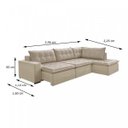 Ver imagem 3 de Sofá Retrátil 3 Lugares com Chaise 256cm Presidente