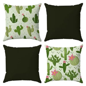 Kit 4 Capas Almofadas Decorativas Cactos 45x45 ID Decor