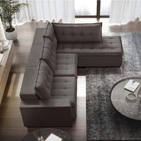Sofá Retrátil 3 Lugares com Chaise 256cm Presidente