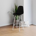 Ver imagem 1 de Banqueta Eames Tubo Ferro Branco Assento Preto