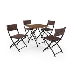 Jogo Mesa Imbuia Dobravel C/ 4 Cadeiras Dobravel Castanho - 2