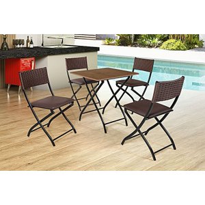 Jogo Mesa Imbuia Dobravel C/ 4 Cadeiras Dobravel Castanho