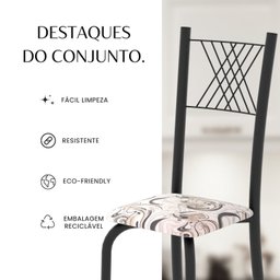 Conjunto de Mesa Tubular 70x70cm Tampo em Mdf 4 Cadeiras Sara - 13