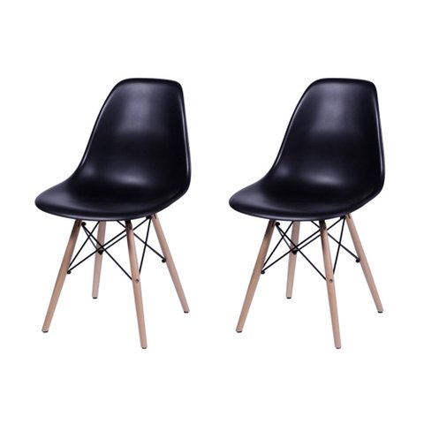 Kit 2 Cadeira Charles Eames Assento Preto