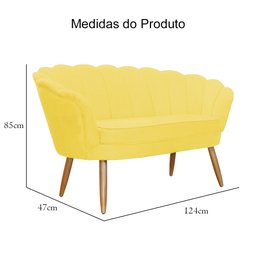 Namoradeira Sofá Pétala 2 lugares Suede Amarelo Visalar Móveis - 5