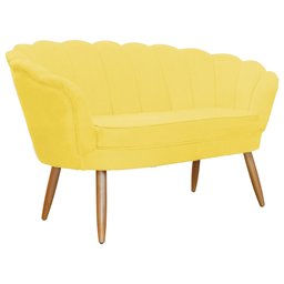 Namoradeira Sofá Pétala 2 lugares Suede Amarelo Visalar Móveis - 2