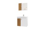 Ver imagem 2 de Conjunto Banheiro Munique Bechara Kit Gabinete com 2 Portas e Cuba e Armário com Espelho Bco/Rip