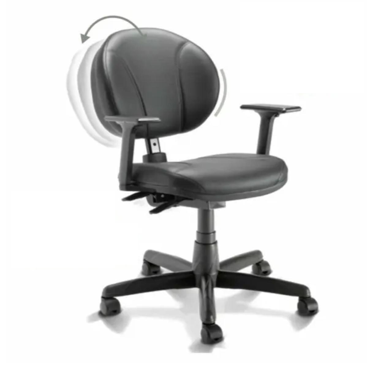 Cadeira Executiva BACK SYSTEM OPERATIVA c/ Braços Reguláveis – CORINO PRETO – PLAXMETAL - 1