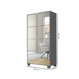 Sapateira C/ Espelho P/ 24 Pares Pequim Cinza - Rede Móveis - 3