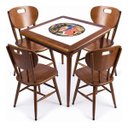 Ver imagem 1 de Conjunto Mesa Jantar Quadrada 80x80cm Madeira + 4 Cadeiras Cozinha - Go Hard Or Go Home - Natural
