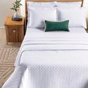 Ver imagem 2 de Kit Cobre Leito Colcha Quality Casal 3 Peças Percale 200 Fios Bordado - Branco