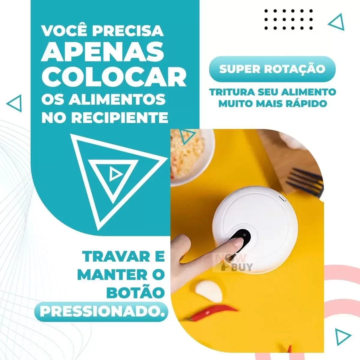 Mini Processador Triturador sem Fio Elétrico 250ml de Alimentos para Legumes Alho e Outros Alimentos - 9
