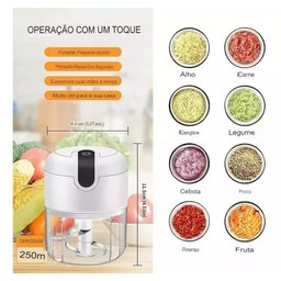 Mini Processador Triturador sem Fio Elétrico 250ml de Alimentos para Legumes Alho e Outros Alimentos - 8 Mini Processador Triturador sem Fio Elétrico 250ml de Alimentos para Legumes Alho e Outros Alimentos - 8