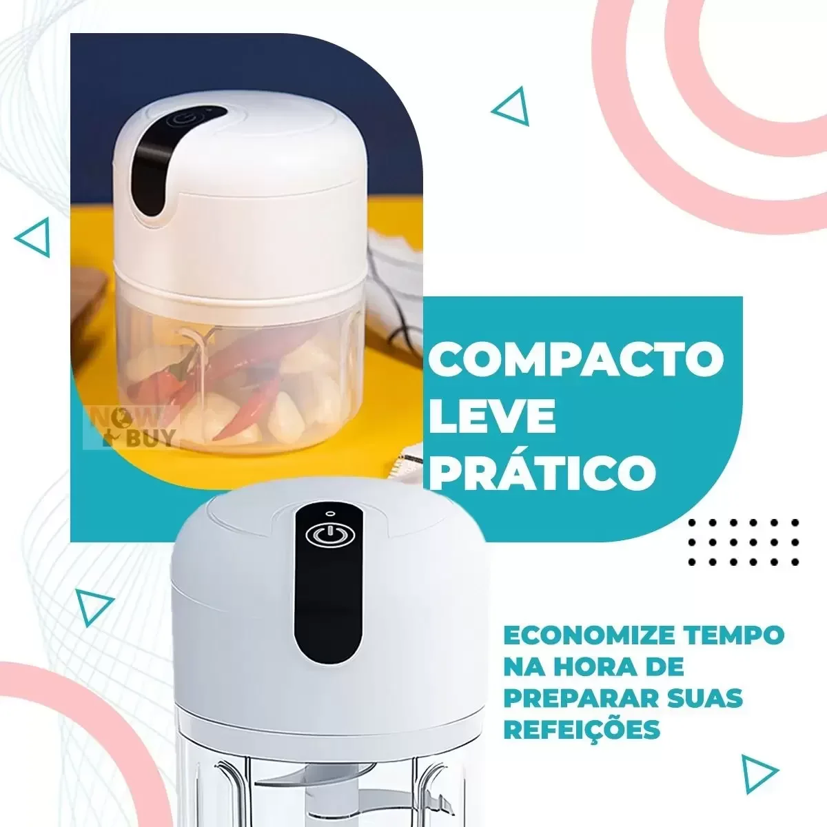Mini Processador Triturador sem Fio Elétrico 250ml de Alimentos para Legumes Alho e Outros Alimentos - 2