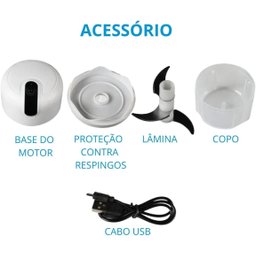 Mini Processador Triturador sem Fio Elétrico 250ml de Alimentos para Legumes Alho e Outros Alimentos - 7 Mini Processador Triturador sem Fio Elétrico 250ml de Alimentos para Legumes Alho e Outros Alimentos - 7