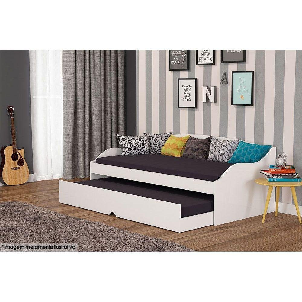 Colchão Solteiro D33 Ortobom (2un) + Sofá Cama Laís c/ Auxiliar Branco - 10