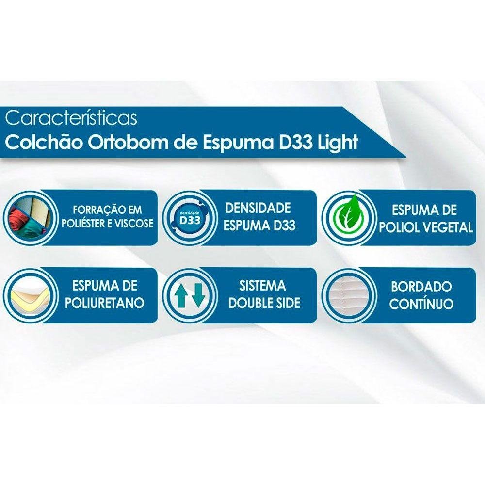 Colchão Solteiro D33 Ortobom (2un) + Sofá Cama Laís c/ Auxiliar Branco - 4
