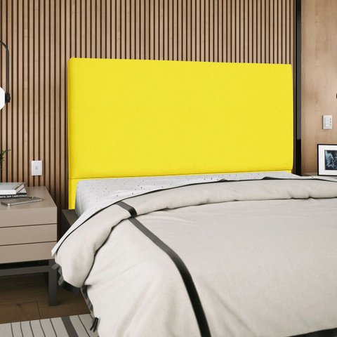 Cabeceira Cama Box Orgânica King 195cm Luna Suede C/frame Amarelo